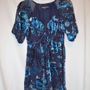 EUC! FABULOUS CHIFFON/BURNED VELVET TOP/TUNIC